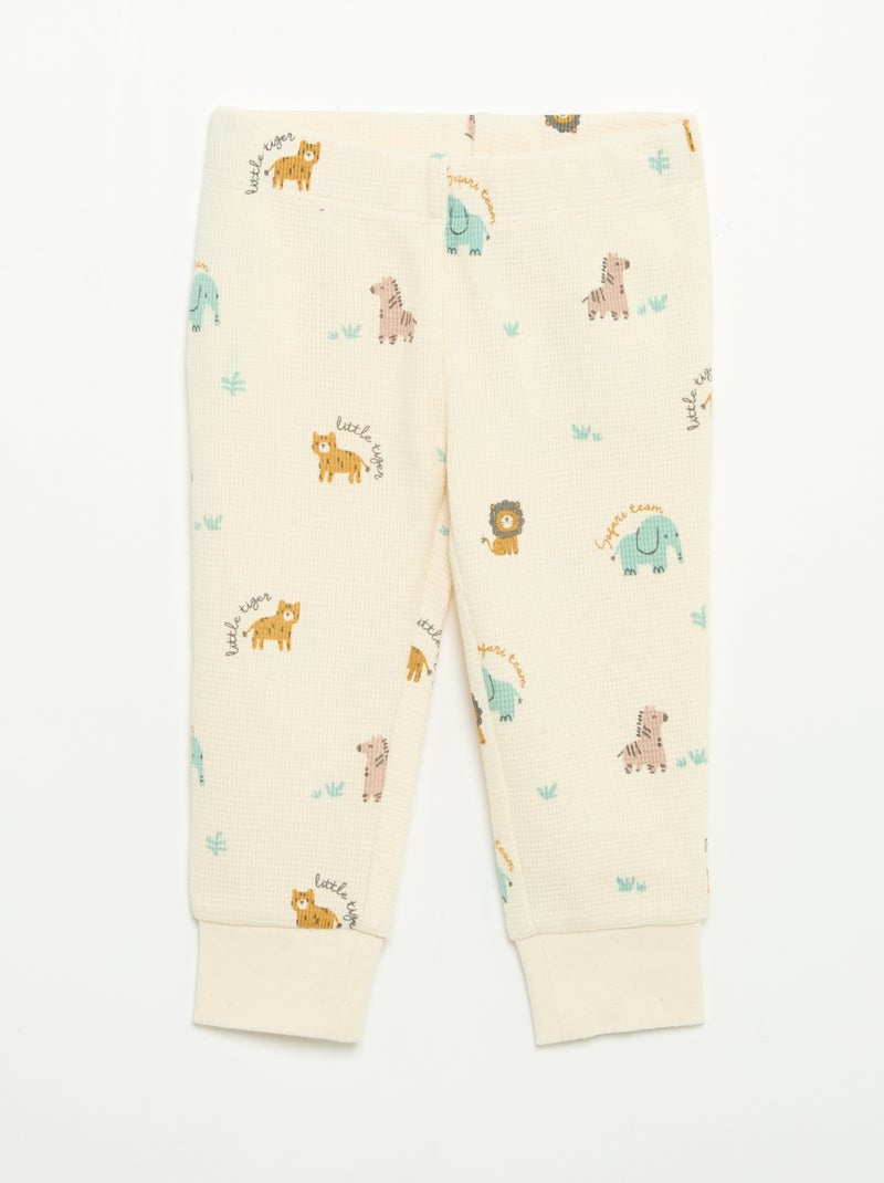 Pijama de 2 piezas - Camiseta de manga larga + pantalón Beige - Kiabi