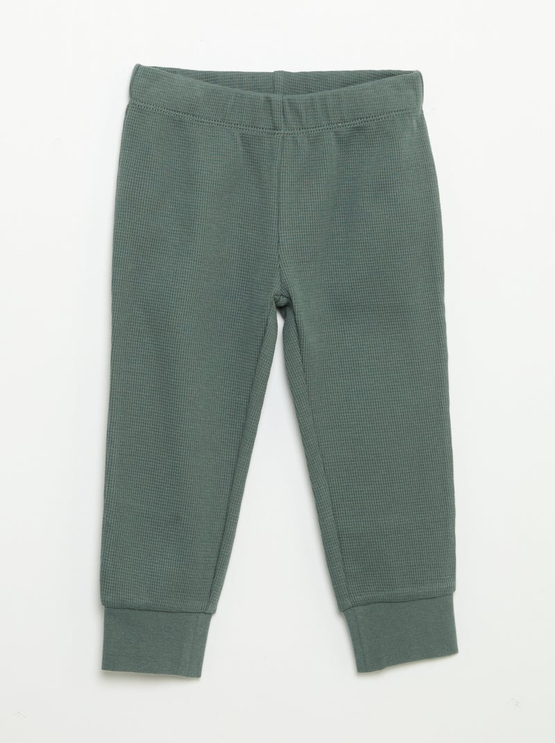 Pijama de 2 piezas - Camiseta de manga larga + pantalón Verde - Kiabi