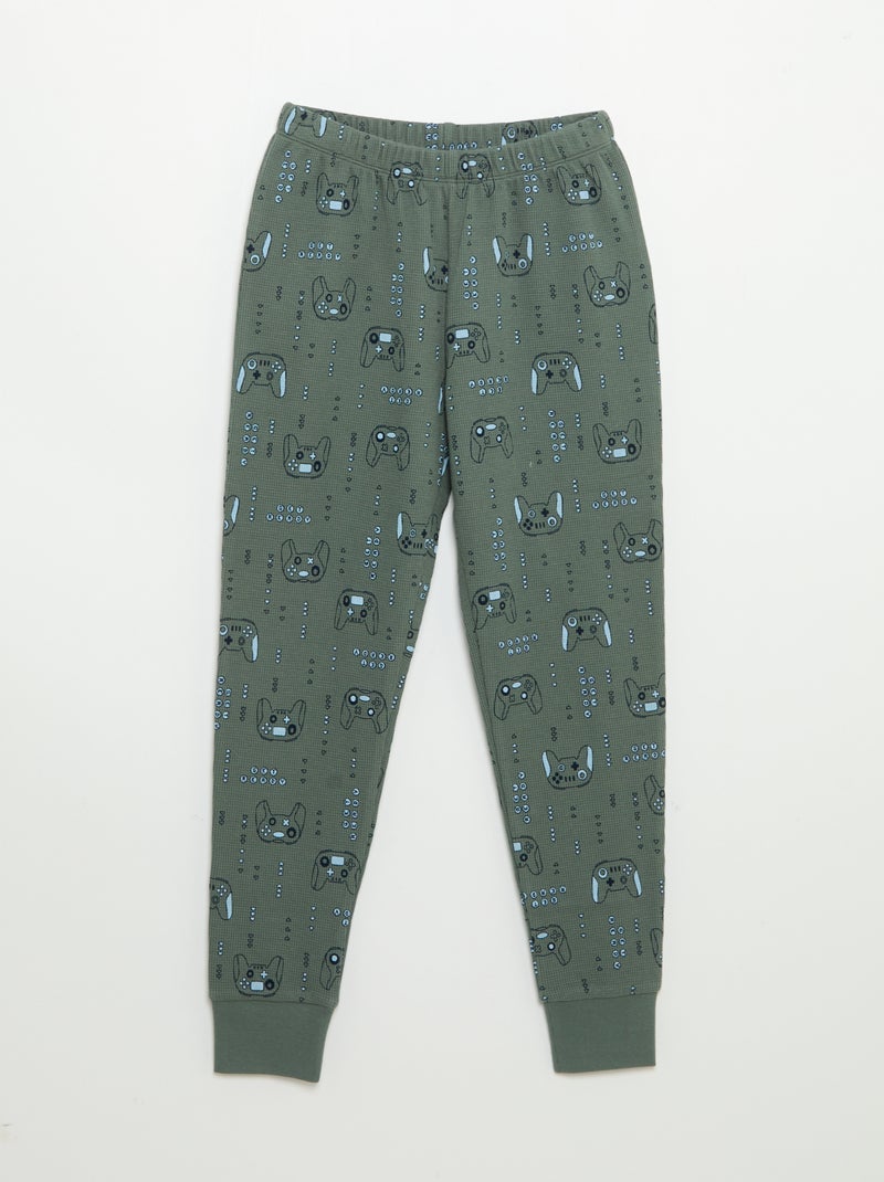 Pijama de 2 piezas - Camiseta de manga larga + pantalón Verde - Kiabi