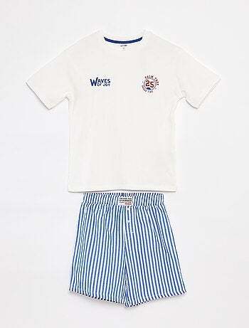 Pijama de 2 piezas - camiseta + pantalón corto a rayas