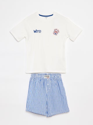 Pijama de 2 piezas - camiseta + pantalón corto a rayas