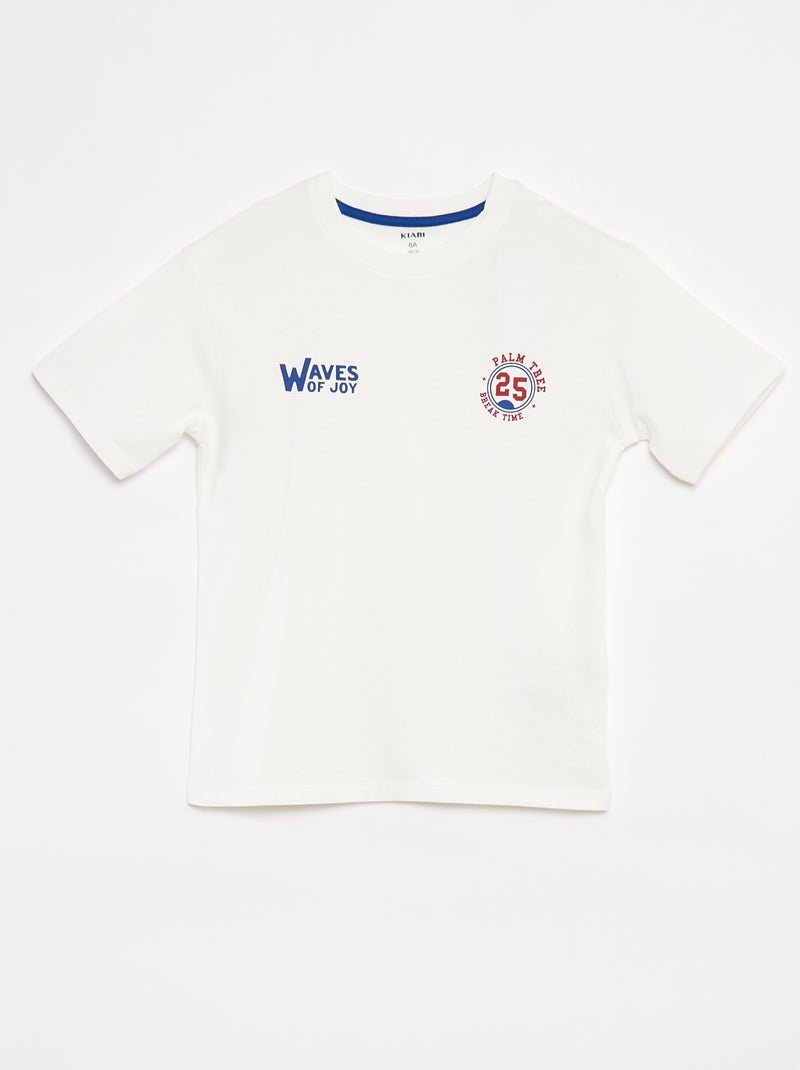 Pijama de 2 piezas - camiseta + pantalón corto a rayas BLANCO - Kiabi