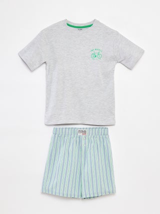 Pijama de 2 piezas - camiseta + pantalón corto a rayas