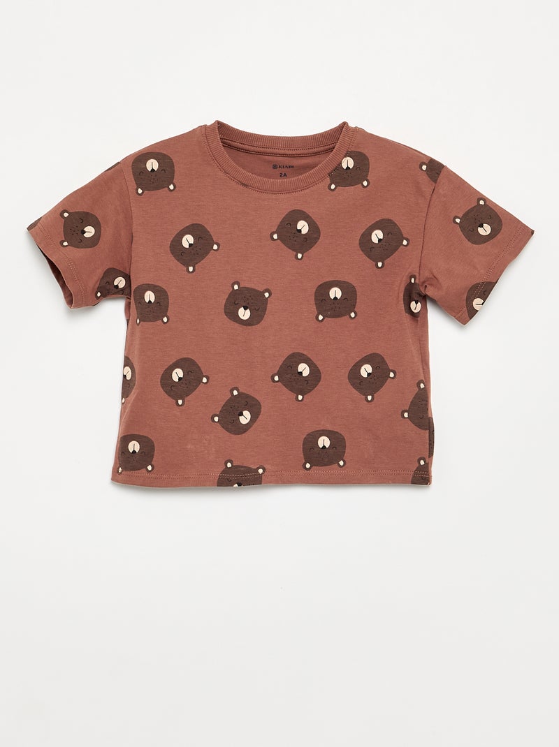 Pijama de 2 piezas - Camiseta + pantalón corto Marron - Kiabi