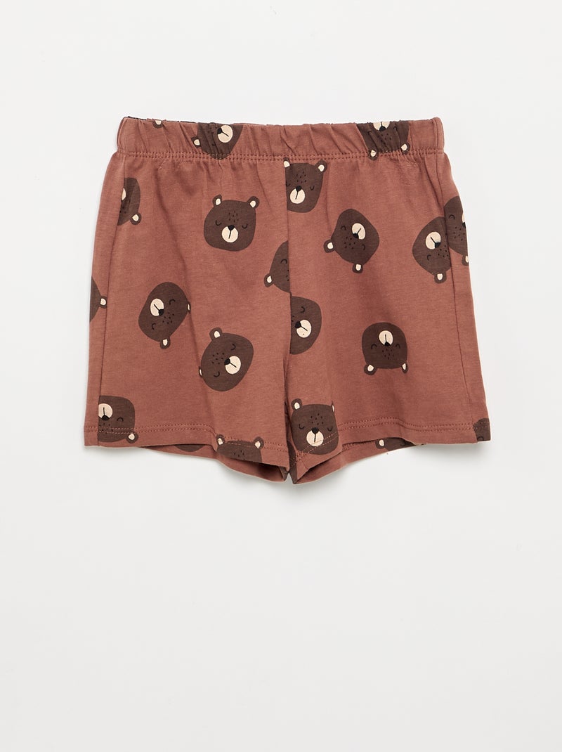 Pijama de 2 piezas - Camiseta + pantalón corto Marron - Kiabi