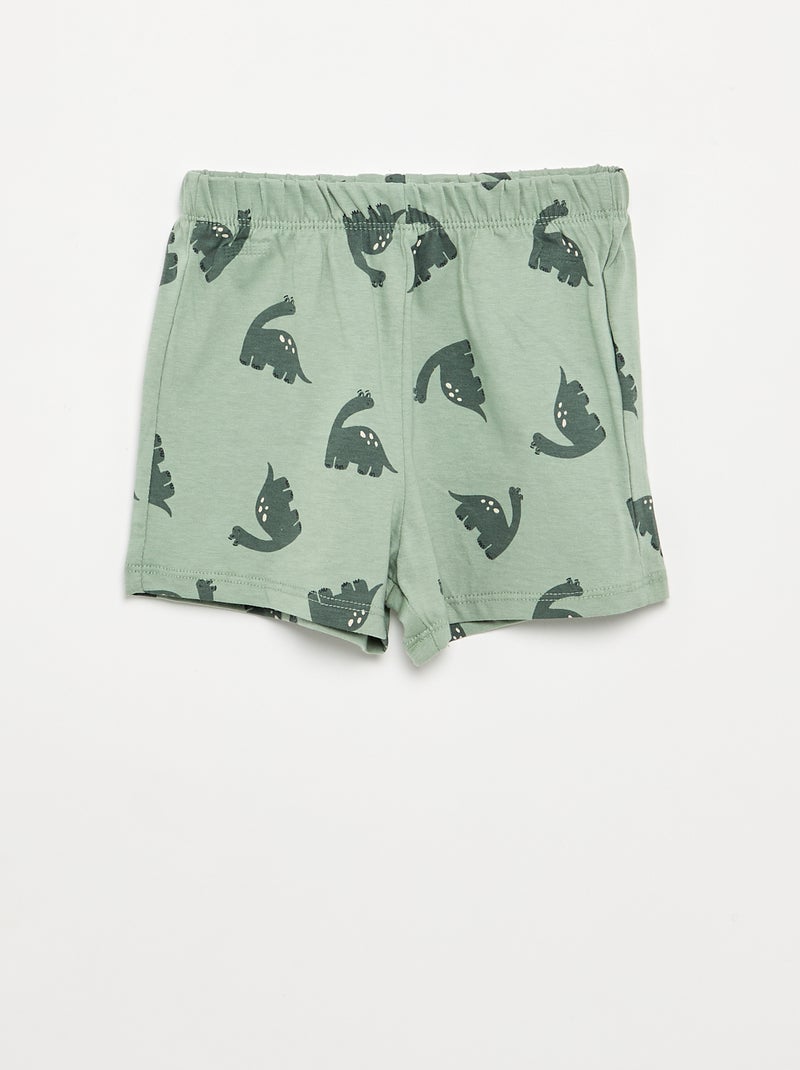 Pijama de 2 piezas - Camiseta + pantalón corto Verde - Kiabi