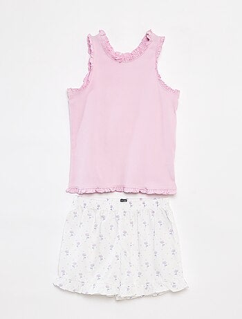 Pijama de 2 piezas - camiseta sin mangas + pantalón corto estampado