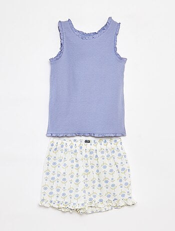 Pijama de 2 piezas - camiseta sin mangas + pantalón corto estampado