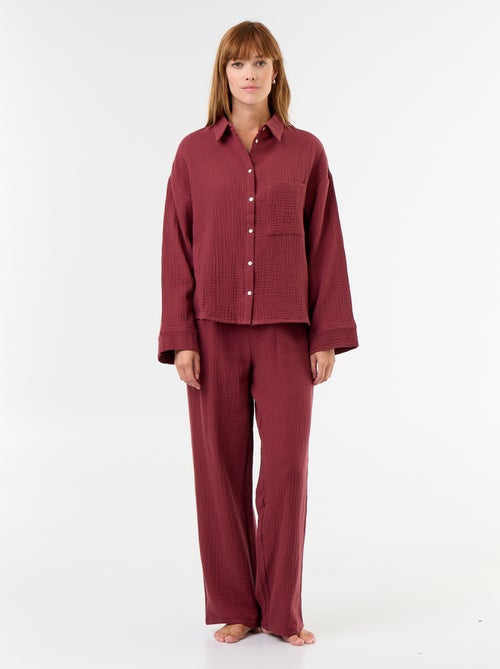 Pijama de 2 piezas - de gasa de algodón - Kiabi