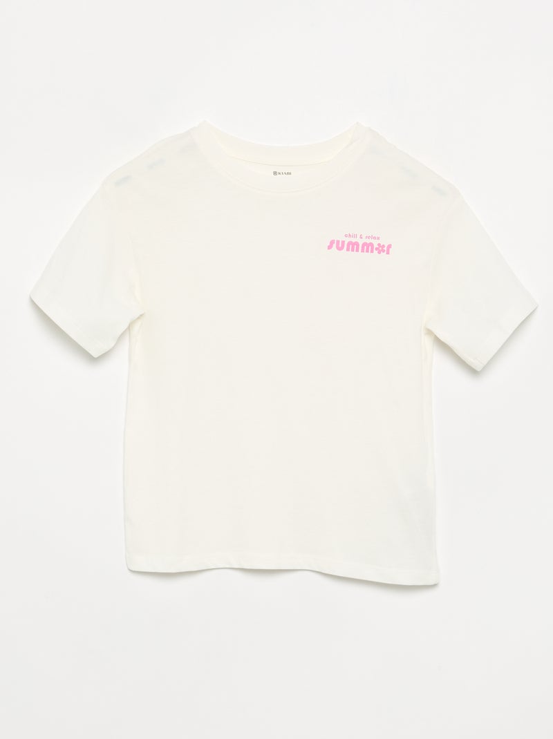 Pijama de 2 piezas - short + camiseta Blanco - Kiabi