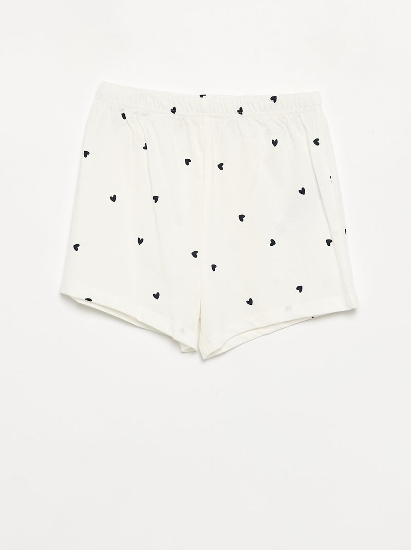 Pijama de 2 piezas - short + camiseta Blanco - Kiabi