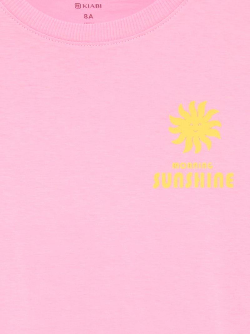 Pijama de 2 piezas - short + camiseta Rosa - Kiabi