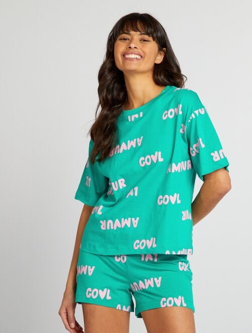 Pijama de 2 piezas - Short + camiseta - Kiabi