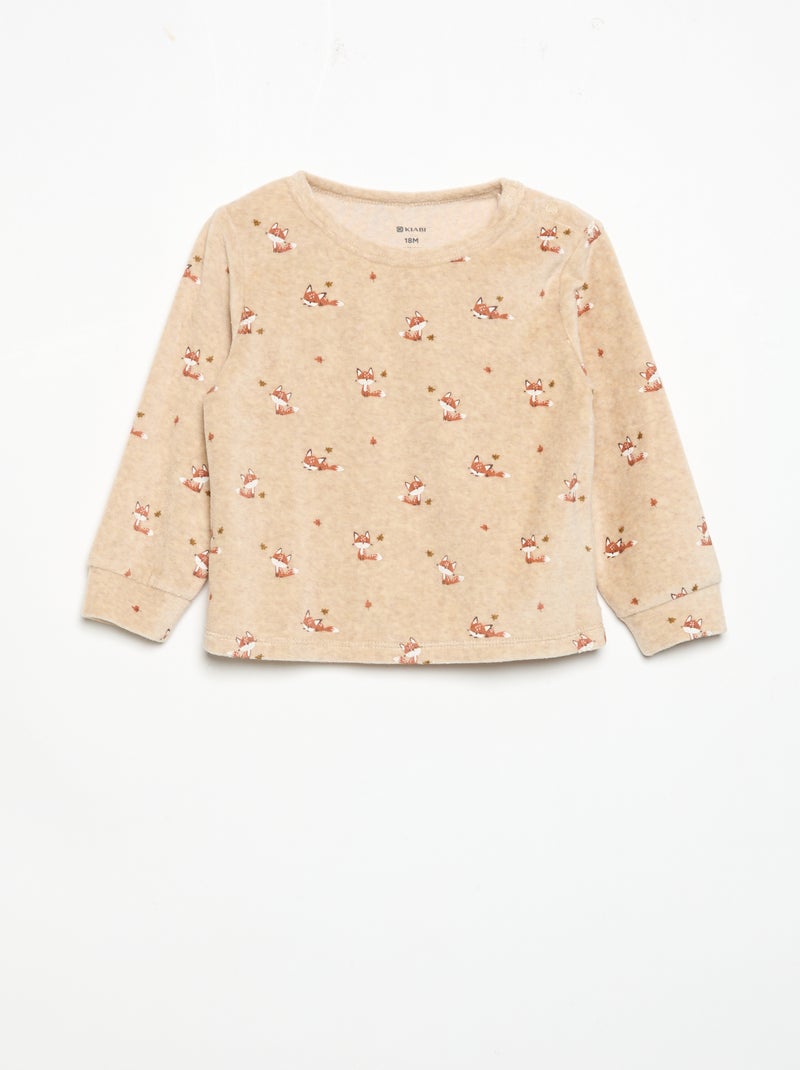 Pijama de 2 piezas - Sudadera + pantalón Beige - Kiabi