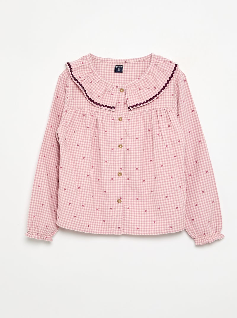 Pijama de 2 piezas a cuadros Rosa - Kiabi