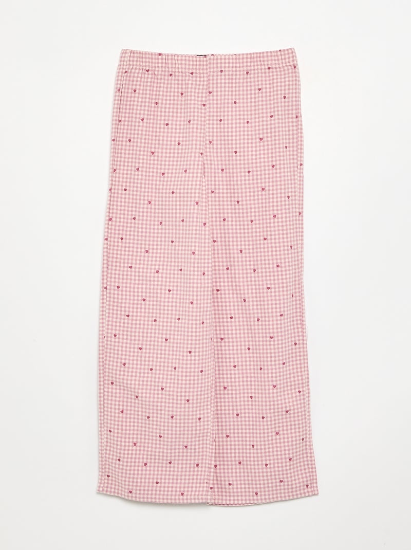 Pijama de 2 piezas a cuadros Rosa - Kiabi