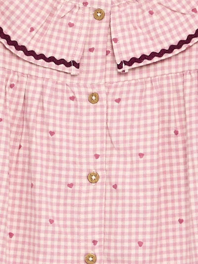 Pijama de 2 piezas a cuadros Rosa - Kiabi