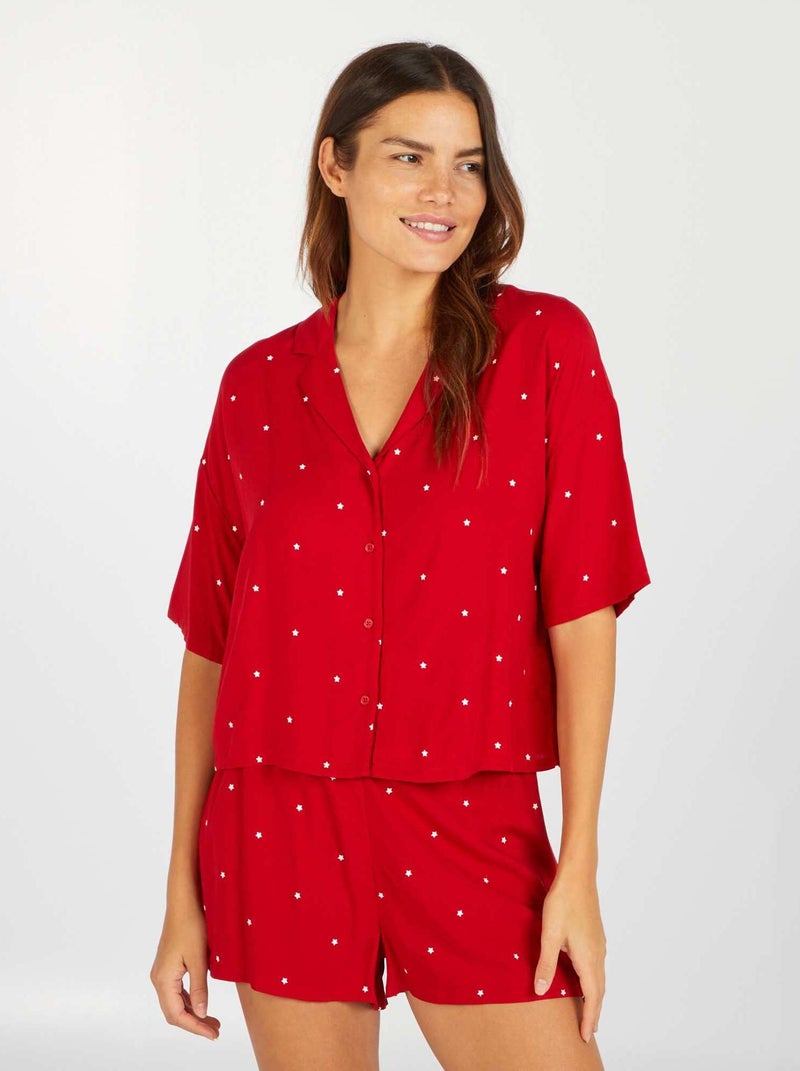 Pijama de 2 piezas blusa + short ROJO - Kiabi