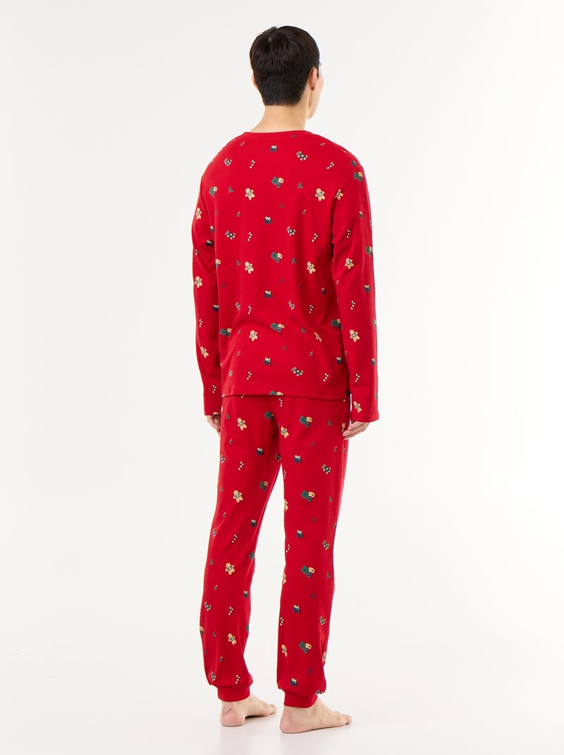 Pijama de 2 piezas camiseta + pantalón 'Navidad' Rojo - Kiabi