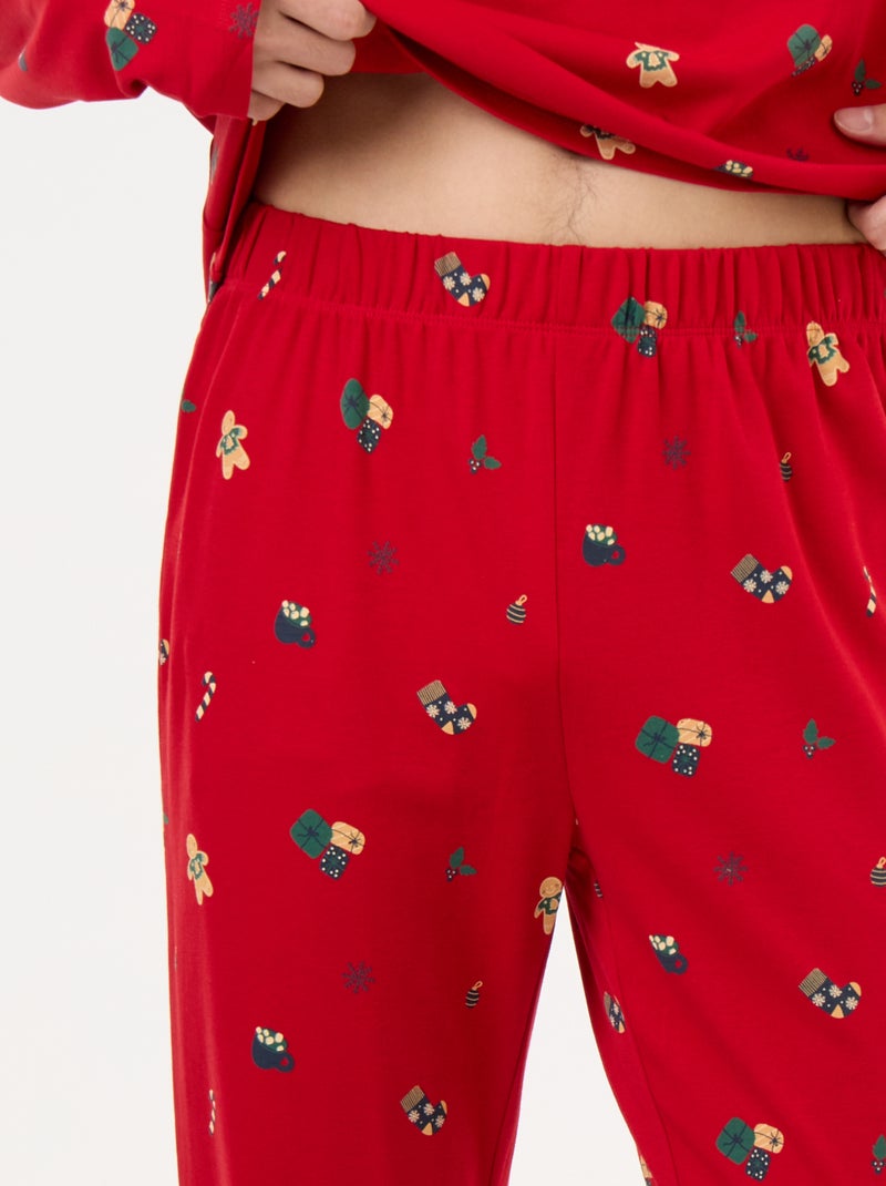 Pijama de 2 piezas camiseta + pantalón 'Navidad' Rojo - Kiabi