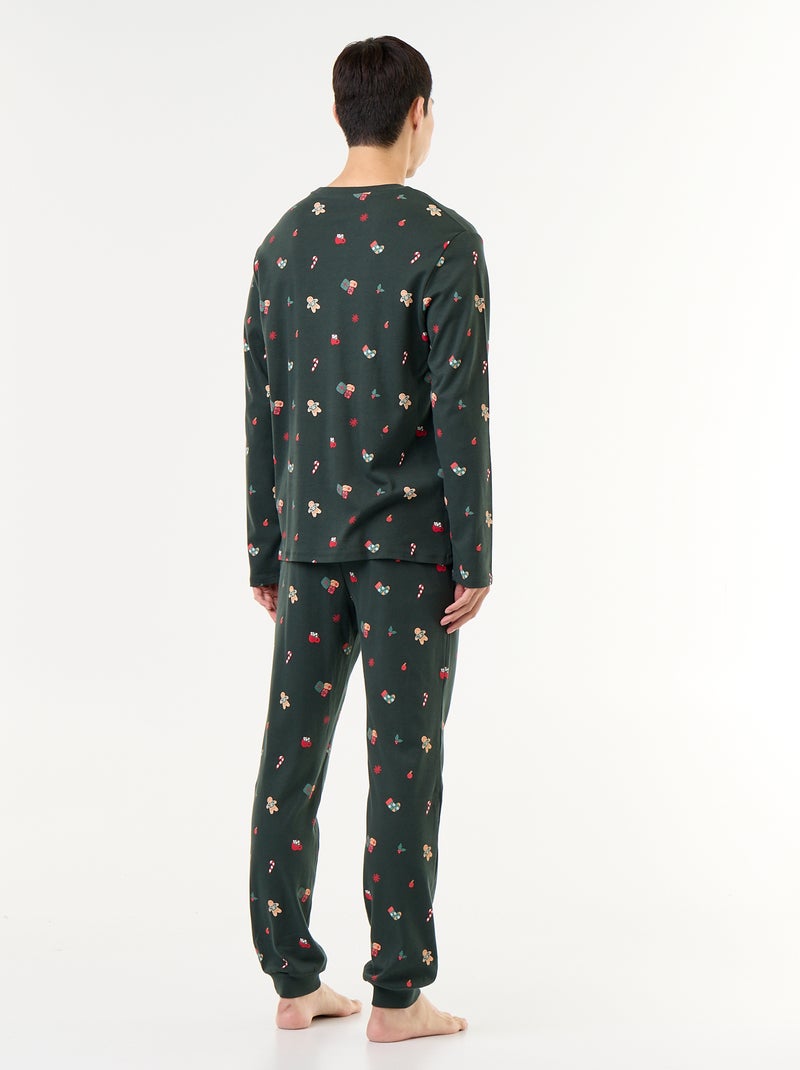 Pijama de 2 piezas camiseta + pantalón 'Navidad' Verde - Kiabi