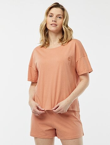 Pijama de 2 piezas con camiseta + pantalón corto minimalista