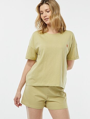 Pijama de 2 piezas con camiseta + pantalón corto minimalista