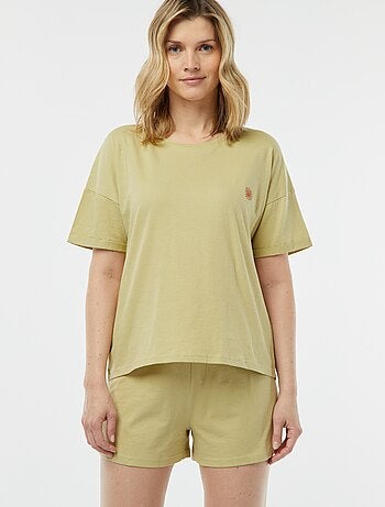 Pijama de 2 piezas con camiseta + pantalón corto minimalista