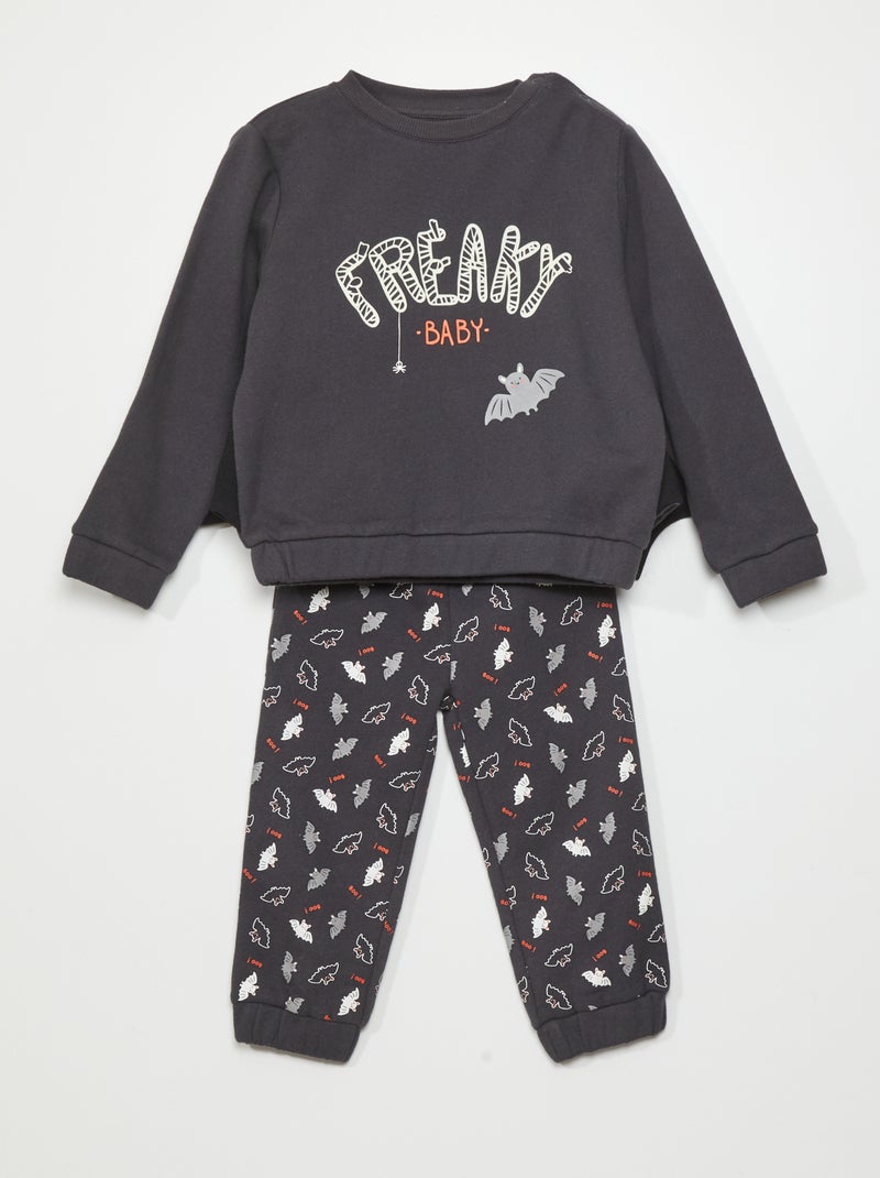 Pijama de 2 piezas con manga murciélago - Halloween NEGRO - Kiabi