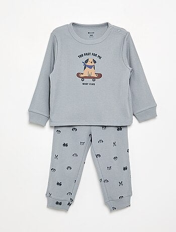 Pijama de 2 piezas de canalé estampado