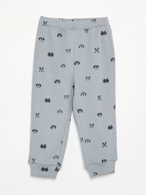 Pijama de 2 piezas de canalé estampado - Kiabi