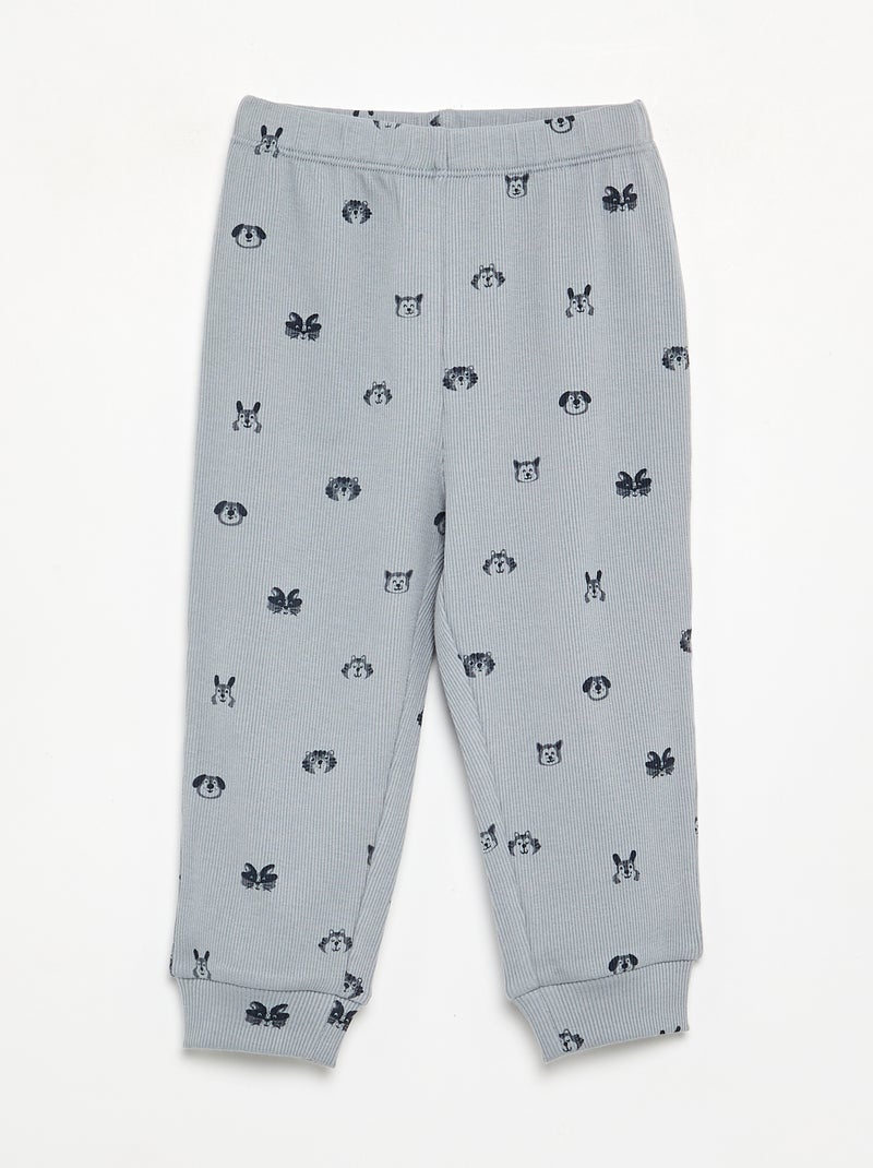 Pijama de 2 piezas de canalé estampado Azul - Kiabi