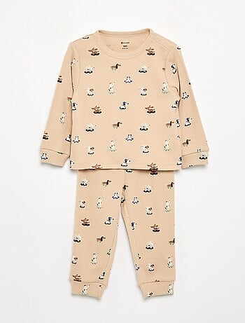 Pijama de 2 piezas de canalé estampado