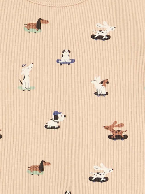 Pijama de 2 piezas de canalé estampado - Kiabi