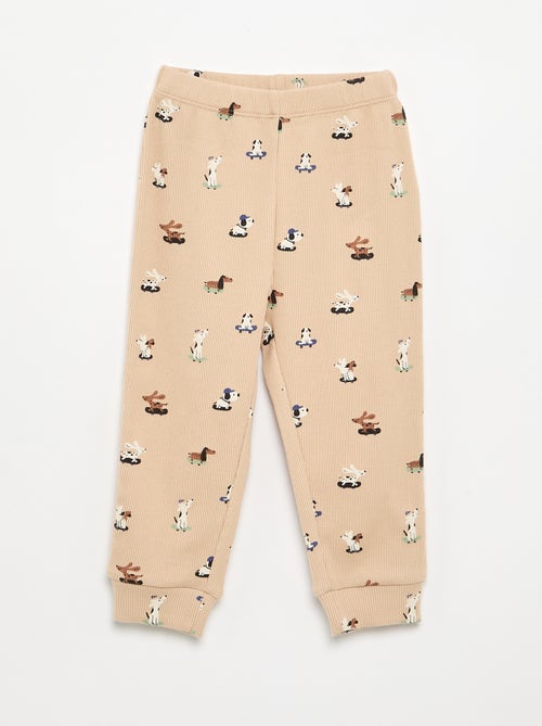 Pijama de 2 piezas de canalé estampado - Kiabi