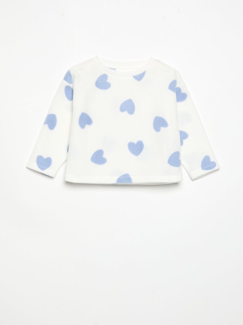 Pijama de 2 piezas de forro polar Blanco - Kiabi