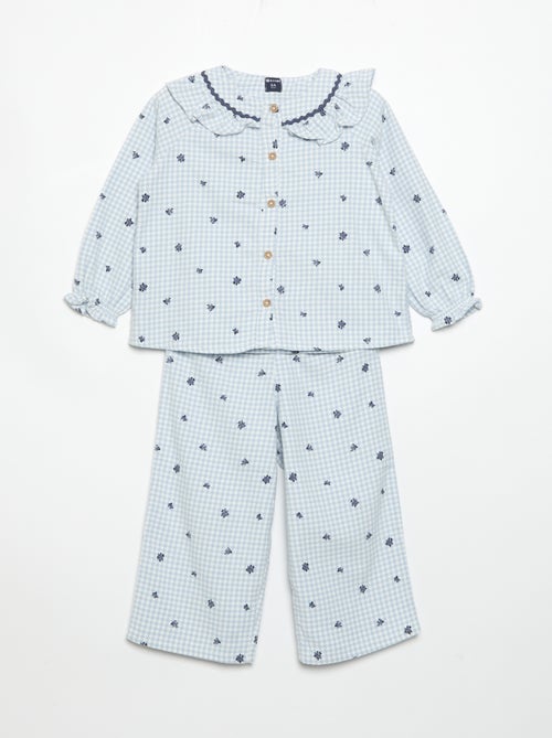 Pijama de 2 piezas de franela - Parte de arriba abotonada + pantalón - Kiabi Pijama de 2 piezas de franela - Parte de arriba abotonada + pantalón - Kiabi