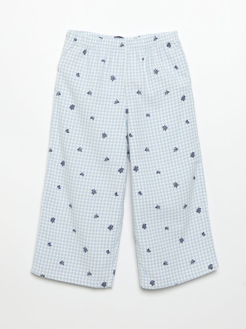 Pijama de 2 piezas de franela - Parte de arriba abotonada + pantalón Azul - Kiabi