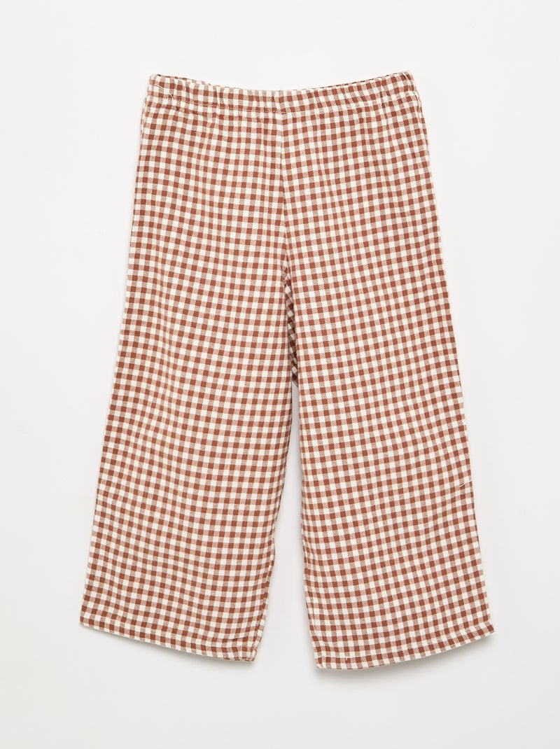 Pijama de 2 piezas de franela - Parte de arriba abotonada + pantalón Marron - Kiabi
