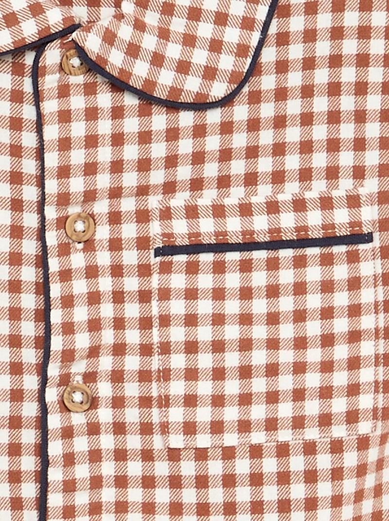 Pijama de 2 piezas de franela - Parte de arriba abotonada + pantalón Marron - Kiabi