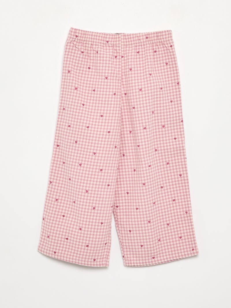 Pijama de 2 piezas de franela - Parte de arriba abotonada + pantalón Rosa - Kiabi