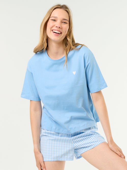 Pijama de 2 piezas de jersey de algodón - Camiseta + pantalón corto - Kiabi
