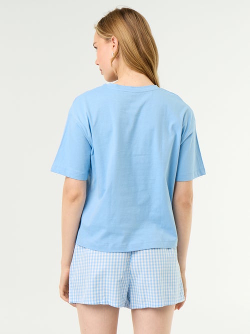 Pijama de 2 piezas de jersey de algodón - Camiseta + pantalón corto - Kiabi