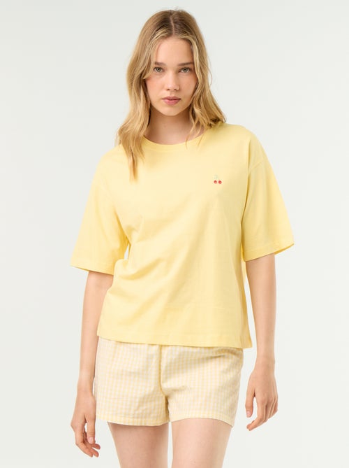 Pijama de 2 piezas de jersey de algodón - Camiseta + short - Kiabi