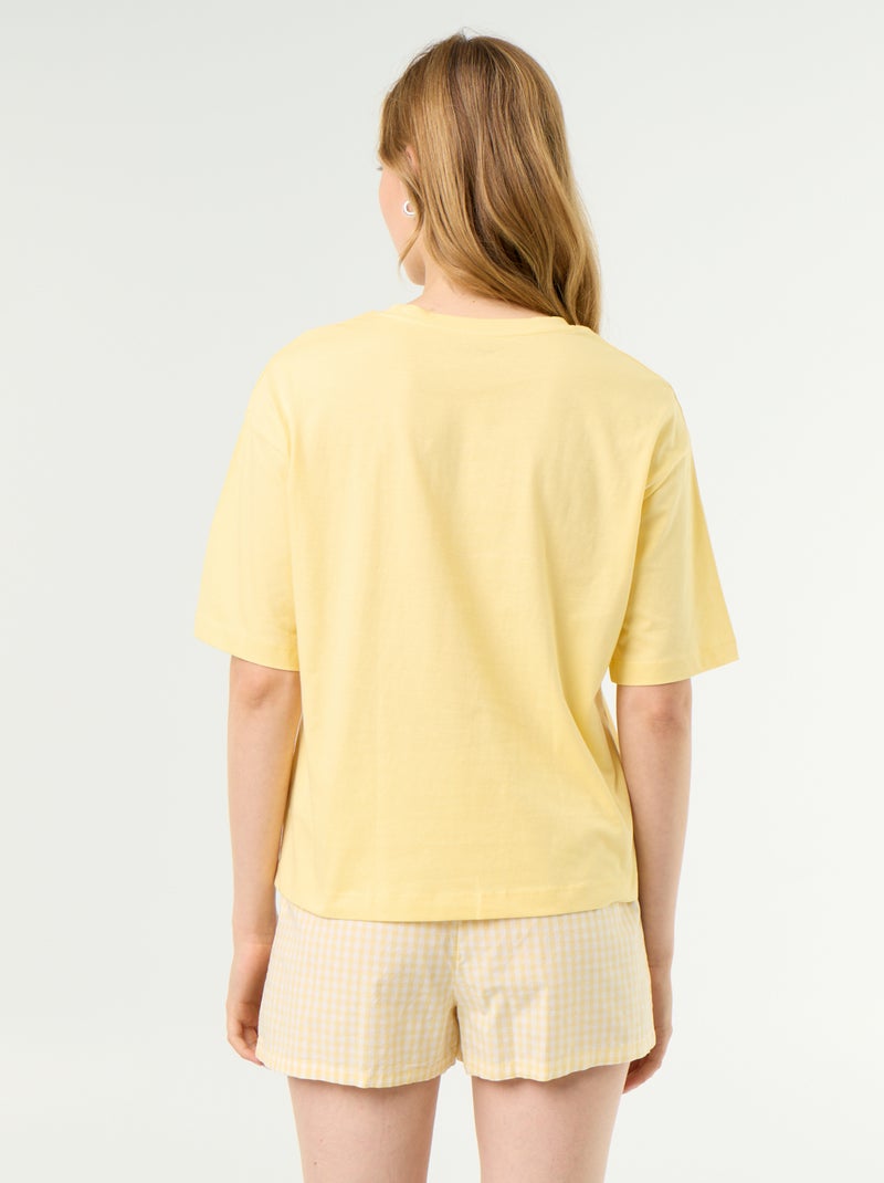 Pijama de 2 piezas de jersey de algodón - Camiseta + short Amarillo - Kiabi