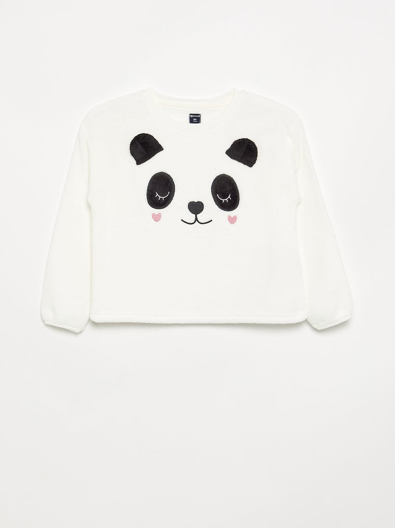Pijama de 2 piezas de polar coral - Sudadera + pantalón Blanco - Kiabi