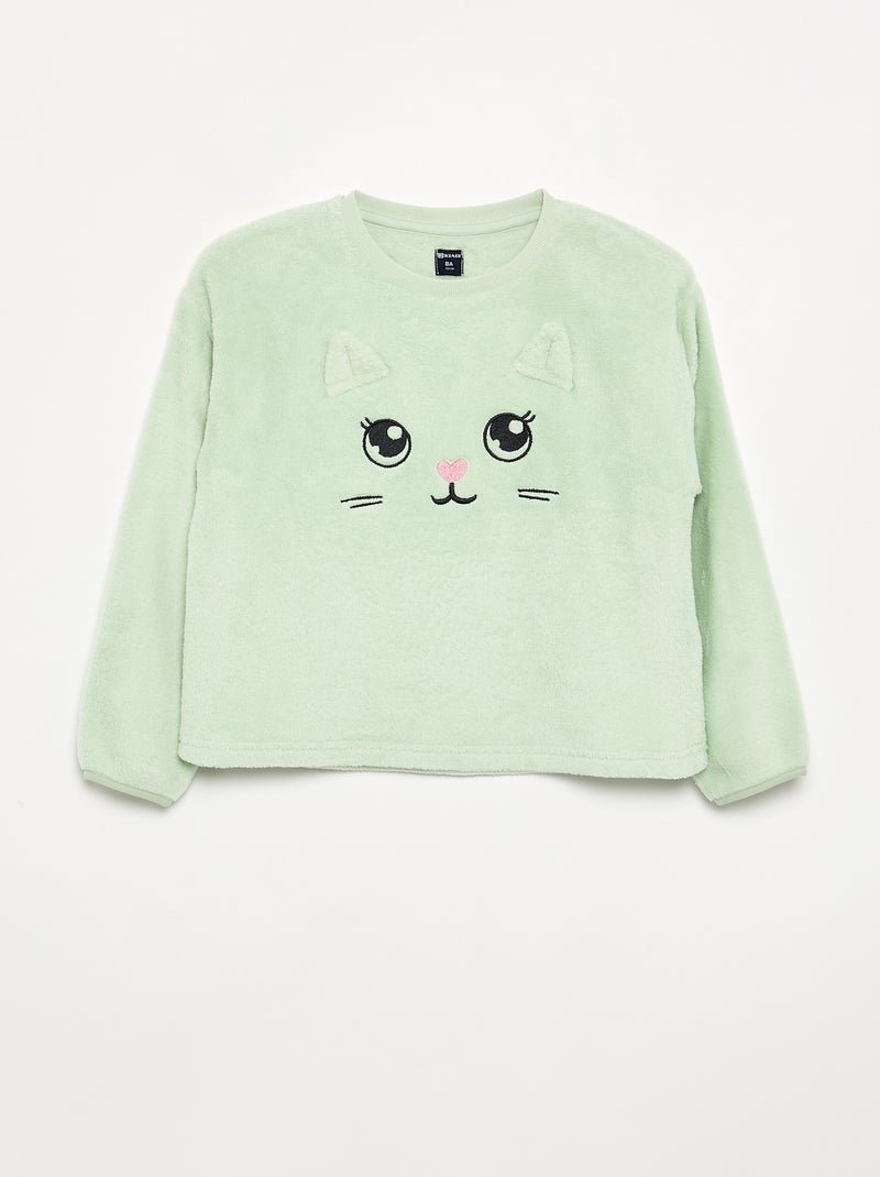 Pijama de 2 piezas de polar coral - Sudadera + pantalón Verde - Kiabi