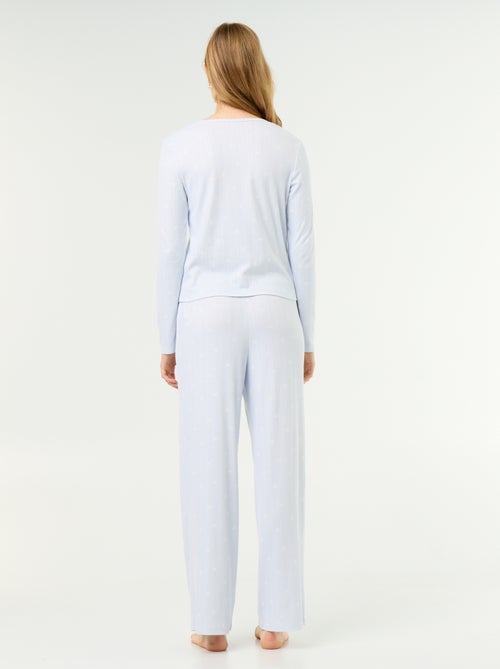 Pijama de 2 piezas de punto calado - Cárdigan + pantalón - Kiabi