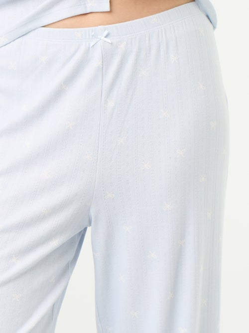 Pijama de 2 piezas de punto calado - Cárdigan + pantalón - Kiabi