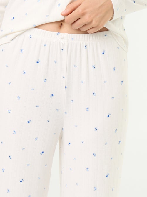Pijama de 2 piezas de punto calado - Cárdigan + pantalón - Kiabi Pijama de 2 piezas de punto calado - Cárdigan + pantalón - Kiabi